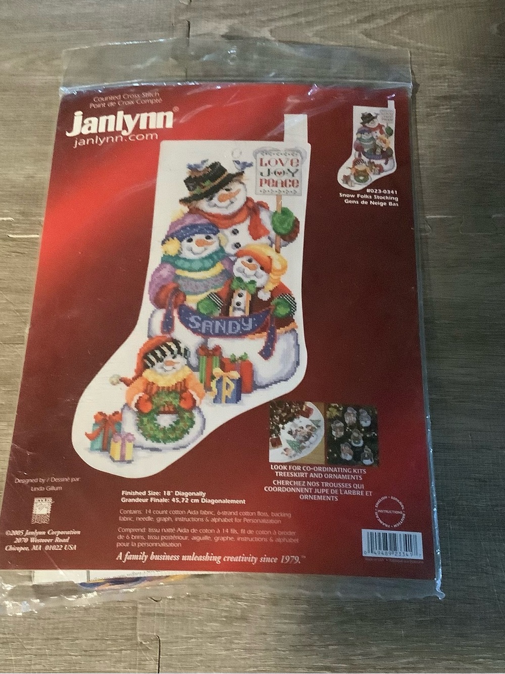 Janlynn Snow Folk Snowmen Holiday Stocking Kit Counted Cross Stitch 18" NEW